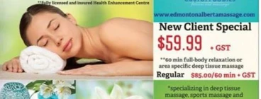Introductory New Client Massage - $59.00 plus GST Edmonton City Mobile